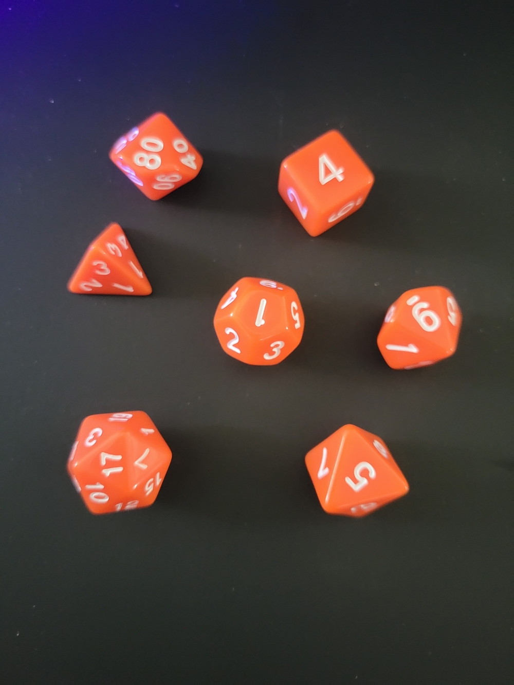 Bright Orange 7-Piece Polyhedral Dice Set for Tabletop Games